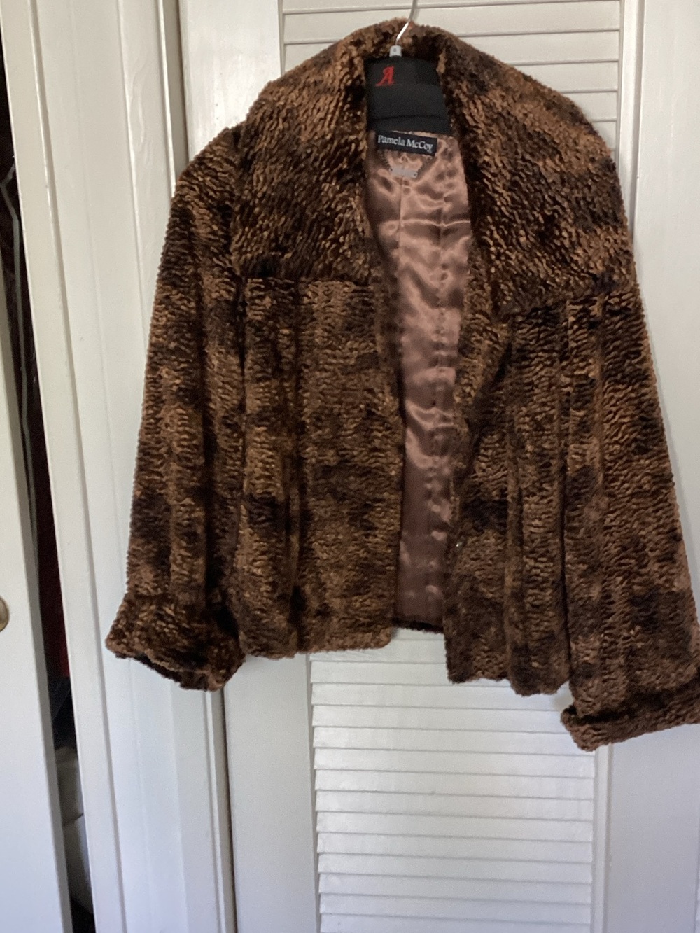 Pamela McCoy Chocolate Brown Faux Fur Teddy Jacket